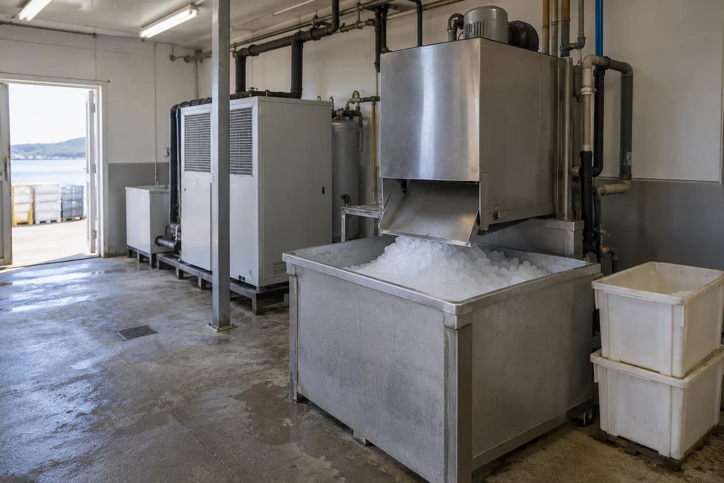 Can an ice factory run on solar and add batteries later?