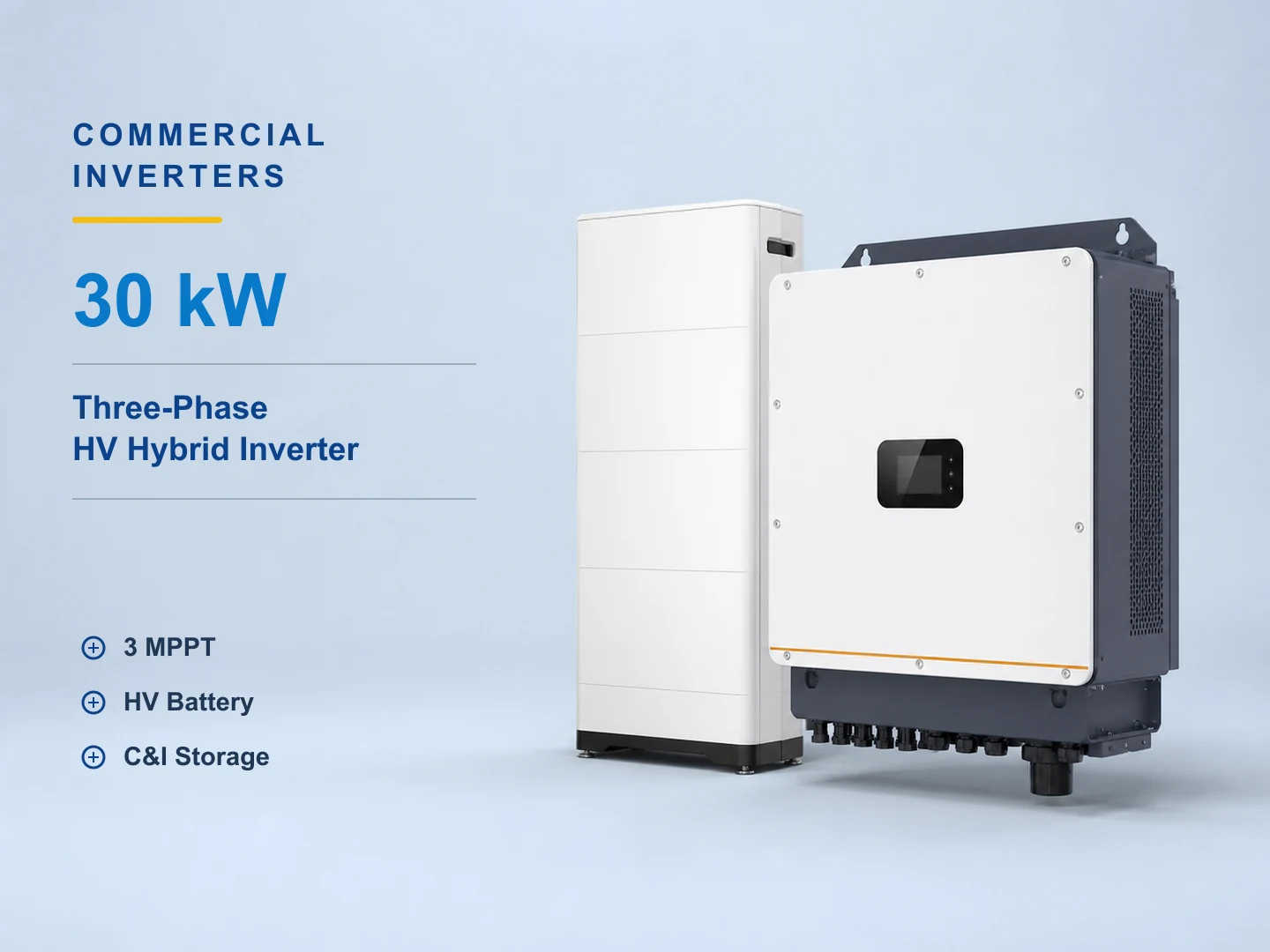 30kW Three-Phase Commercial High-Voltage Hybrid Inverter for residential solar systems